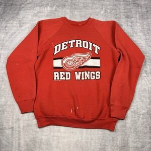 Detroit Red Wings Sweatshirt Mens Large Red Vintage 1988 Crewneck‎ NHL Hockey